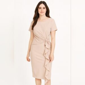 AISIZE Women's Vintage Redefined Ruffle Peplum Cocktail Pencil Knee Dress SM‎